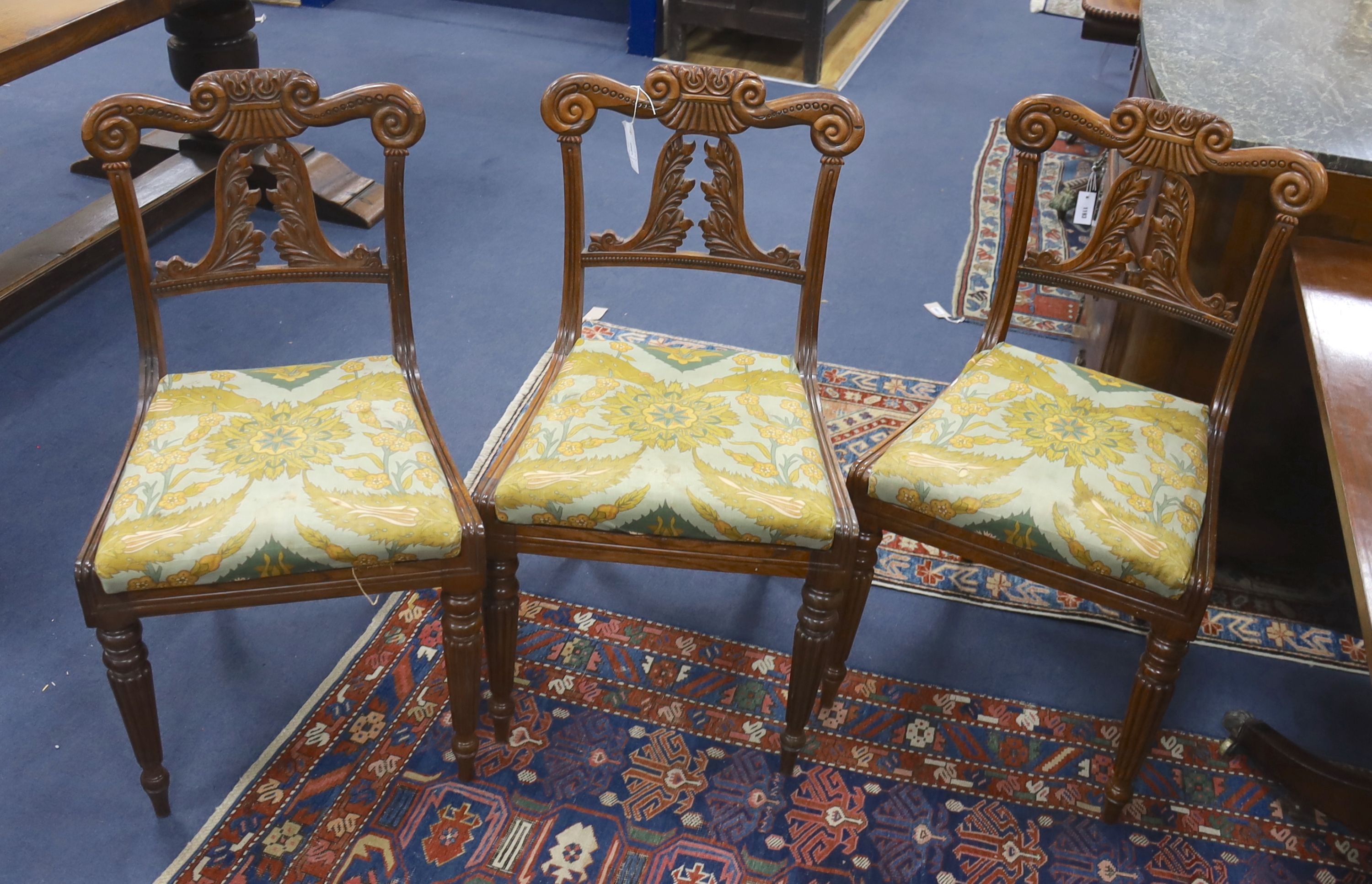 Attributed to Gillows of Lancaster. A set of six Regency rosewood dining chairs